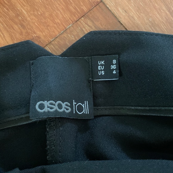ASOS Design High Waist Tailored Straight Leg Pants Black 4 Tall - Picture 4 of 5